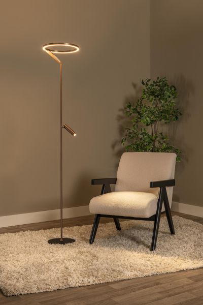 Lucide APPLAUSE - Floor lamp - Ø 33 cm - LED Dim. - CCT - 2700K/4000K - Coffee - Premium